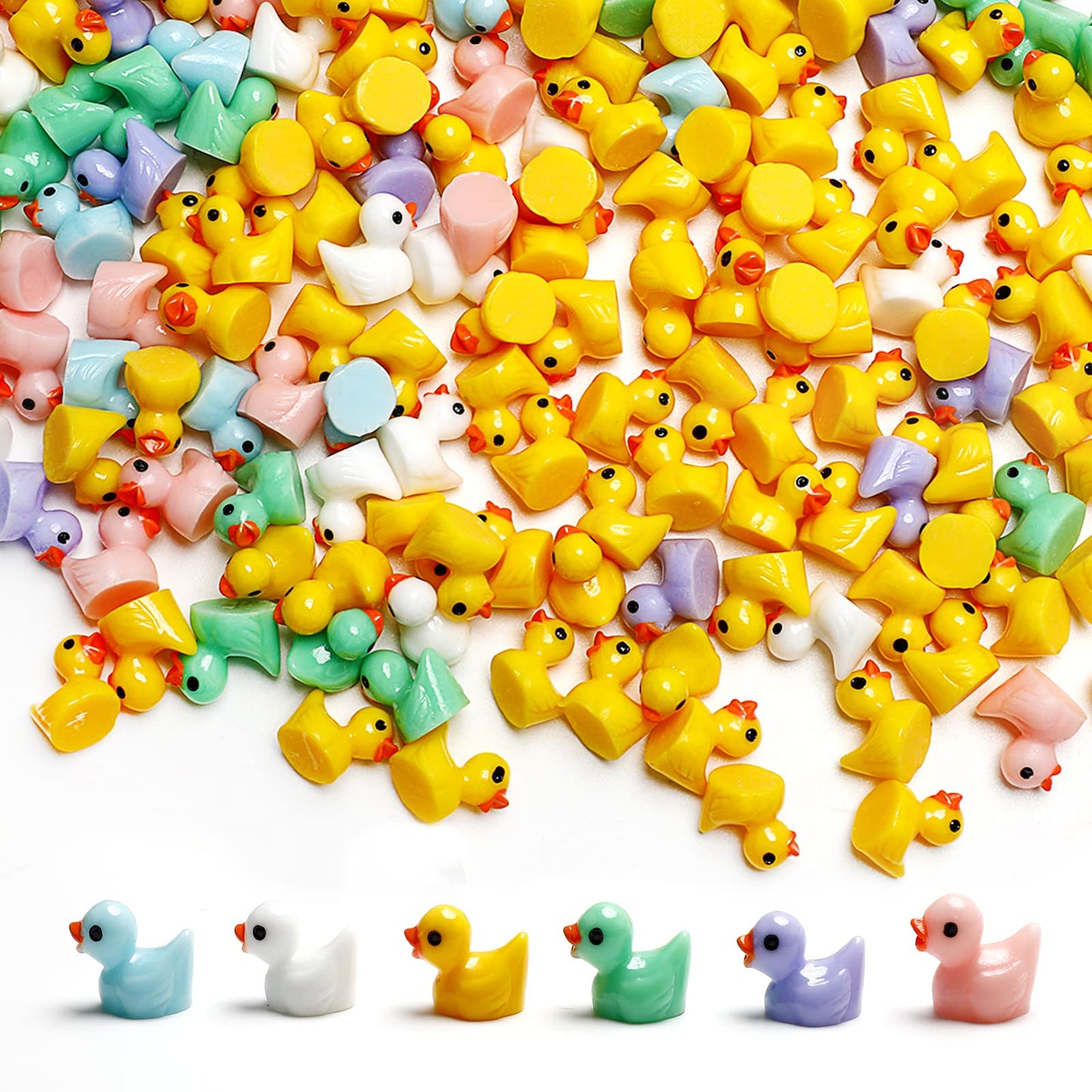 Eomtur 200 Pieces Miniature Christmas Duck Mini Resin Duck Small Christmas Rubber Ducks Yellow Tiny Duckies Decoration Diy
