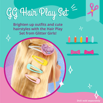 Glitter Girls GG Hair Play Set - Hair Styling Accessories for 14-Inch Dolls, Multi Color, Small, Plastic, Ideal for Girls 3+