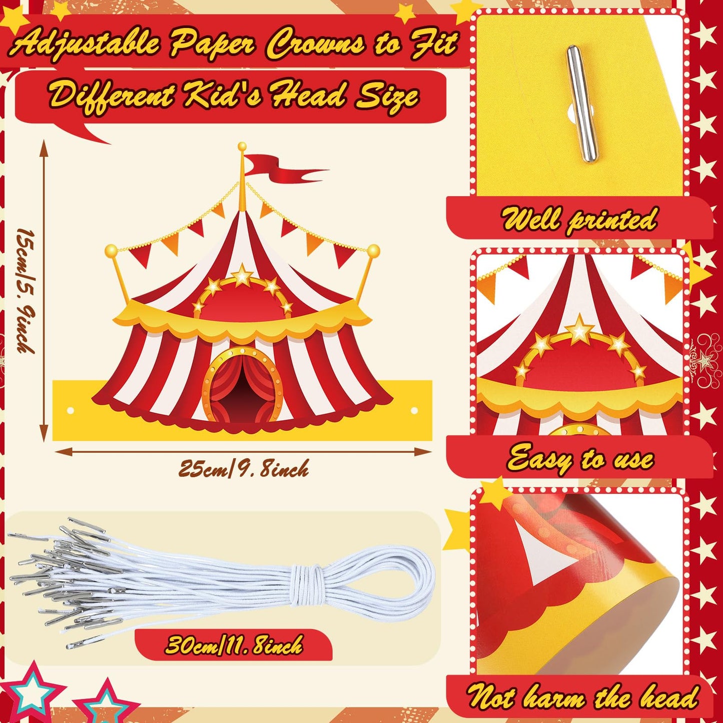 Gersoniel 24 Pcs Party Hats for Kids Paper Headbands Crown for Boys Girls, Birthday Party Decoration Favors