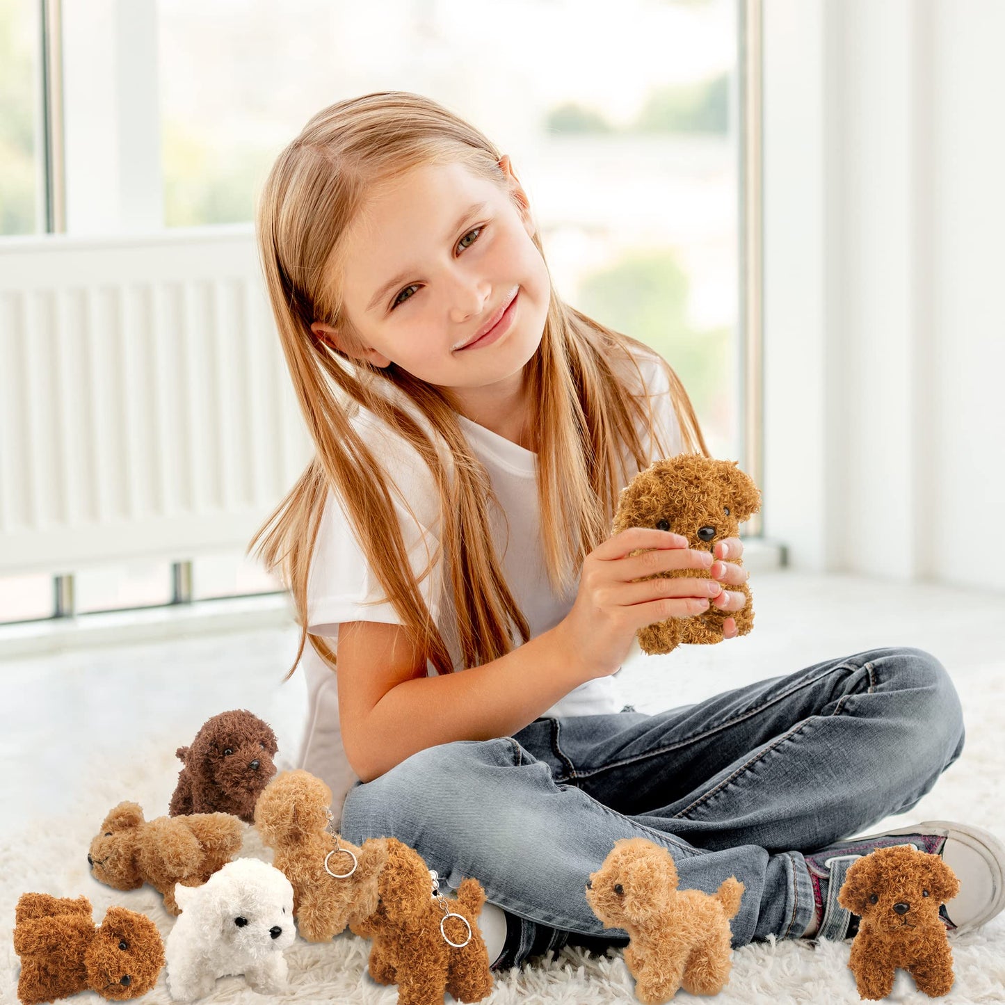Haconba 12 Pack 4.72 Inch Mini Teddy Dog Plush Stuffed Puppy Dog Animal Toy For Pendant Keychain Baby Shower Birthday Carnival P