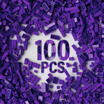 100 Piece Purple Bricks Bulk, 12 Size Purple Classic Building Blocks Bricks, Compatible With Lego Parts And Pieces(Color: Purple