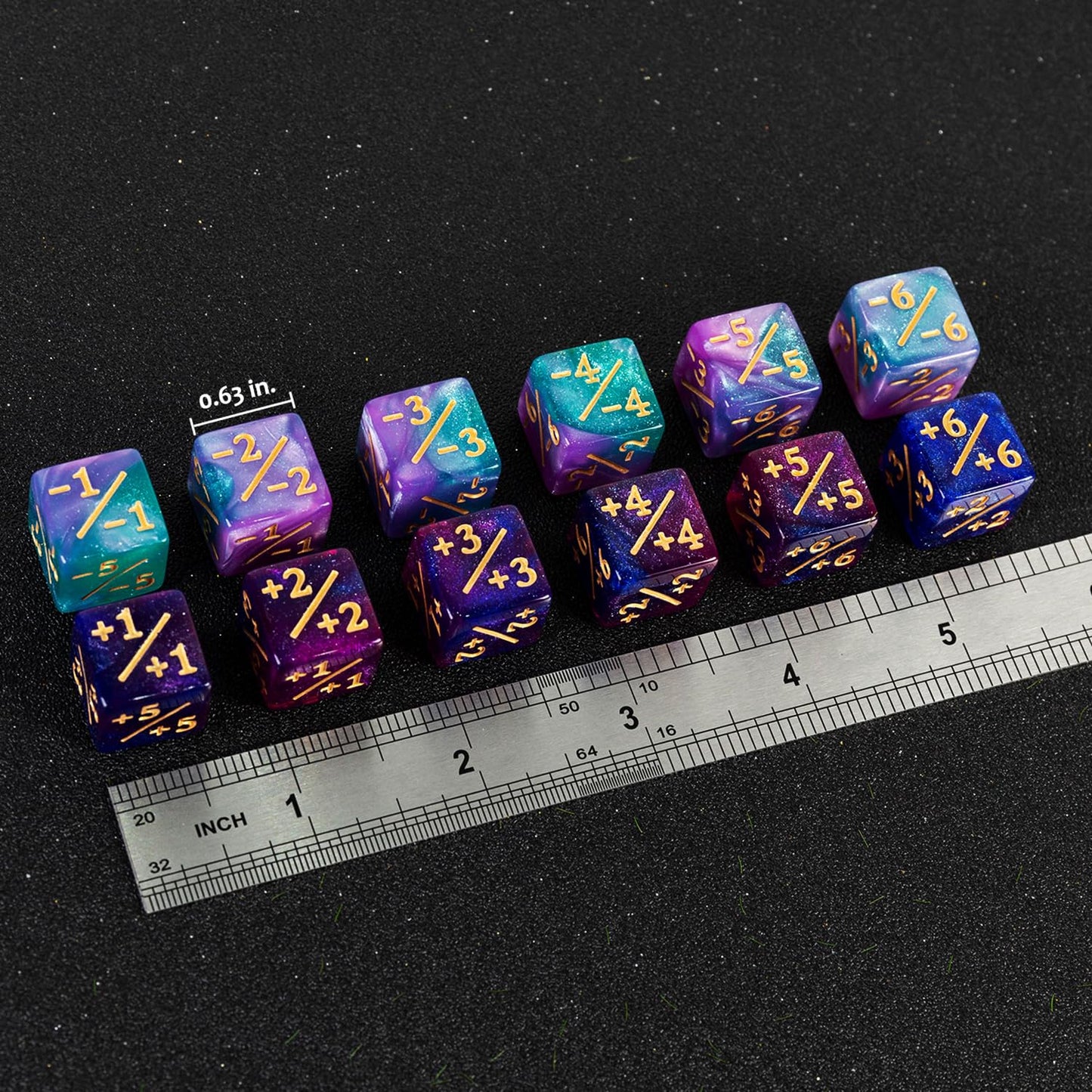 48 PCS MTG Counter Dice Magic The Gathering Counters Status Tokens Starry Sky Life D6 Dice Set for MTG Cards Game Night Accessories (Turquoise&Lilac  Navy&Purple)