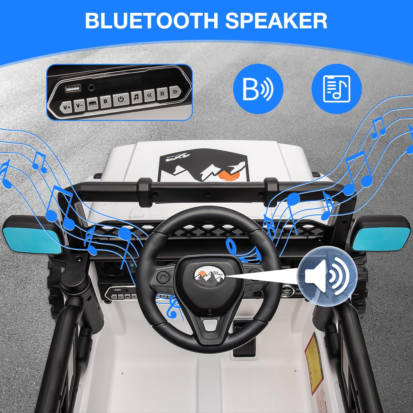 Ride On Truck Car 12V, Electric Vehicle w/Remote Control, 3 Speeds, LED Lights, Music, Spring Suspension, Ride on Car for Kids