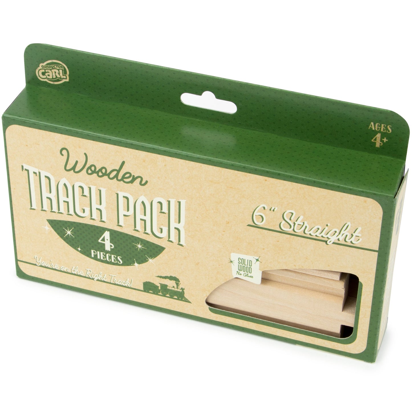 Conductor Carl Wood Train Track Expansion Packs Compatible with Most Train Tracks 6'' Straight Tracks -1 Count (Pack of 4)