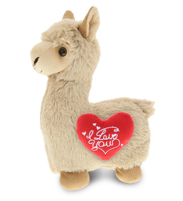 Dollibu I Love You Valentine Plush Beige Llama - Cute Stuffed Animal With Red Heart And Name Personalization Gift For Valentines