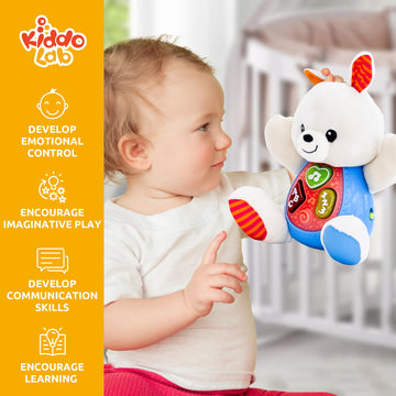 Kiddolab Bunny Plush Toy - Musical Stuffed Animals With 3 Light-Up Buttons, 4 Children'S Nursery Songs & Sound Effects - Soft Learning Toy For Infants, Babies, And Toddlers Aged 3 Months And Up