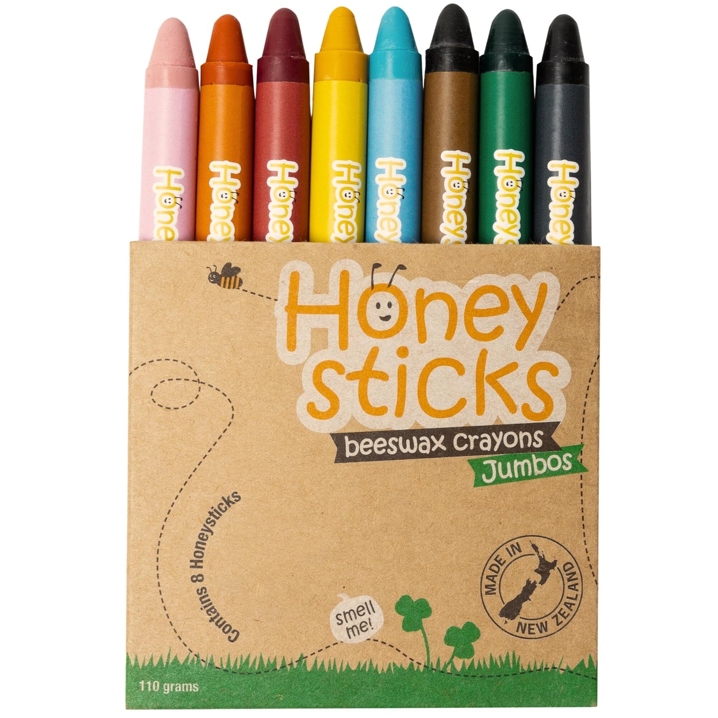 Honeysticks Jumbo Crayons (8 Pack) - 100% Pure Beeswax Crayons - Non Toxic Crayons For Kids - Large Crayons, Easy To Hold And Use, Unbreakable, Eco Friendly, Preschool Art Supplies, For Kids 2-4, 4-8
