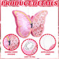 Zhanmai Butterfly Sunflower Piñata Set - 15.4x11.3x2 Inch Pink Bat Stick & Blindfold for Girls Birthday Party Supplies