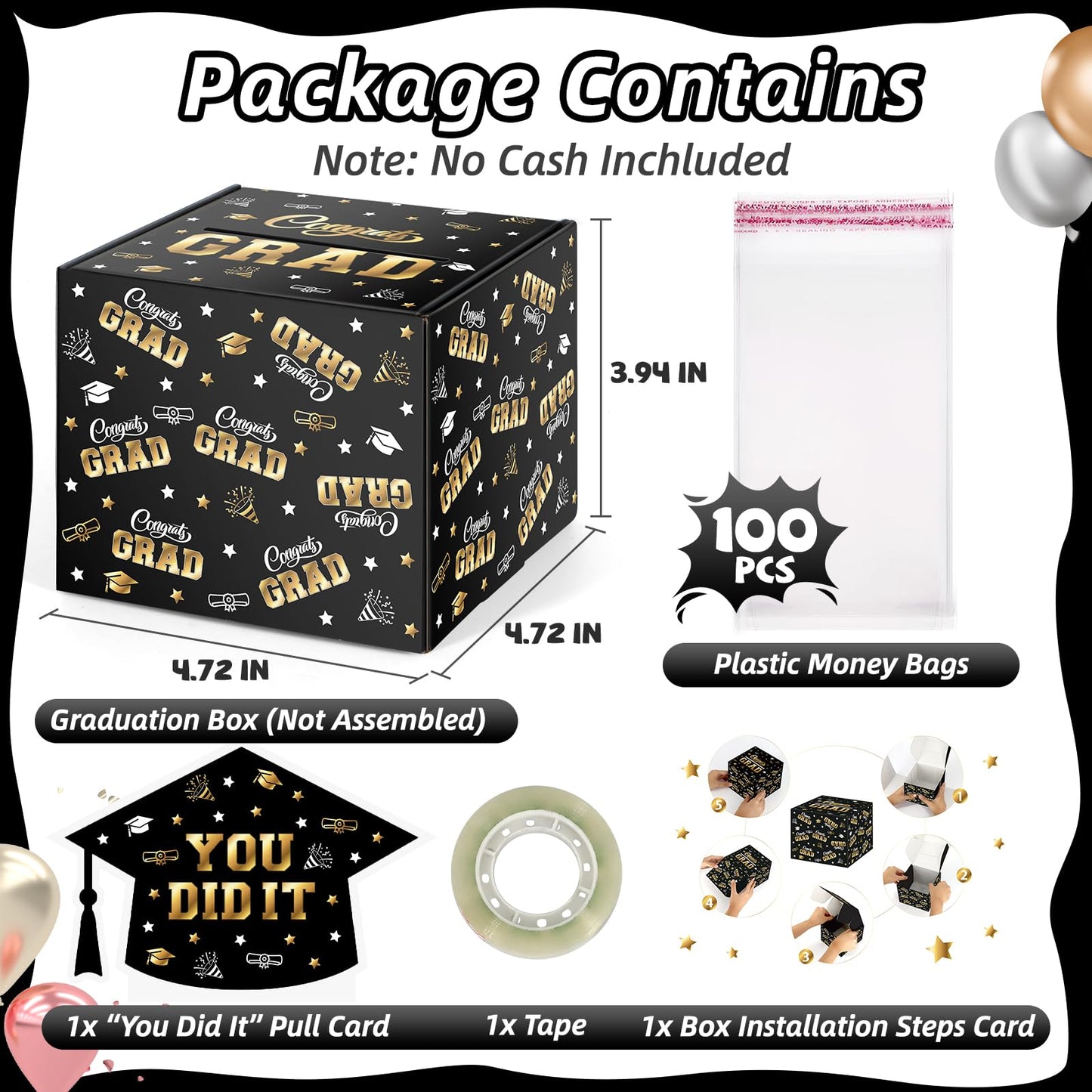 Wenmthg 2024 Graduation Money Box For Cash Gift Pull - Graduation Gift - 100 Pack Surprise Box Explosion Gift - Diy Grad Card Bo