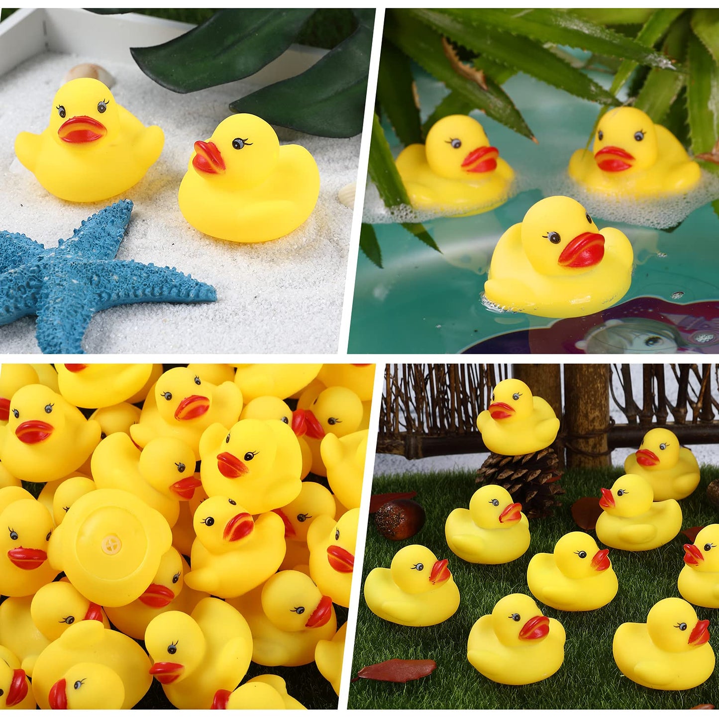 Jttjdb 50-Pieces Float & Squeak Mini Rubber Duck Baby Bath Ducky Sound Shower Toys For Kids