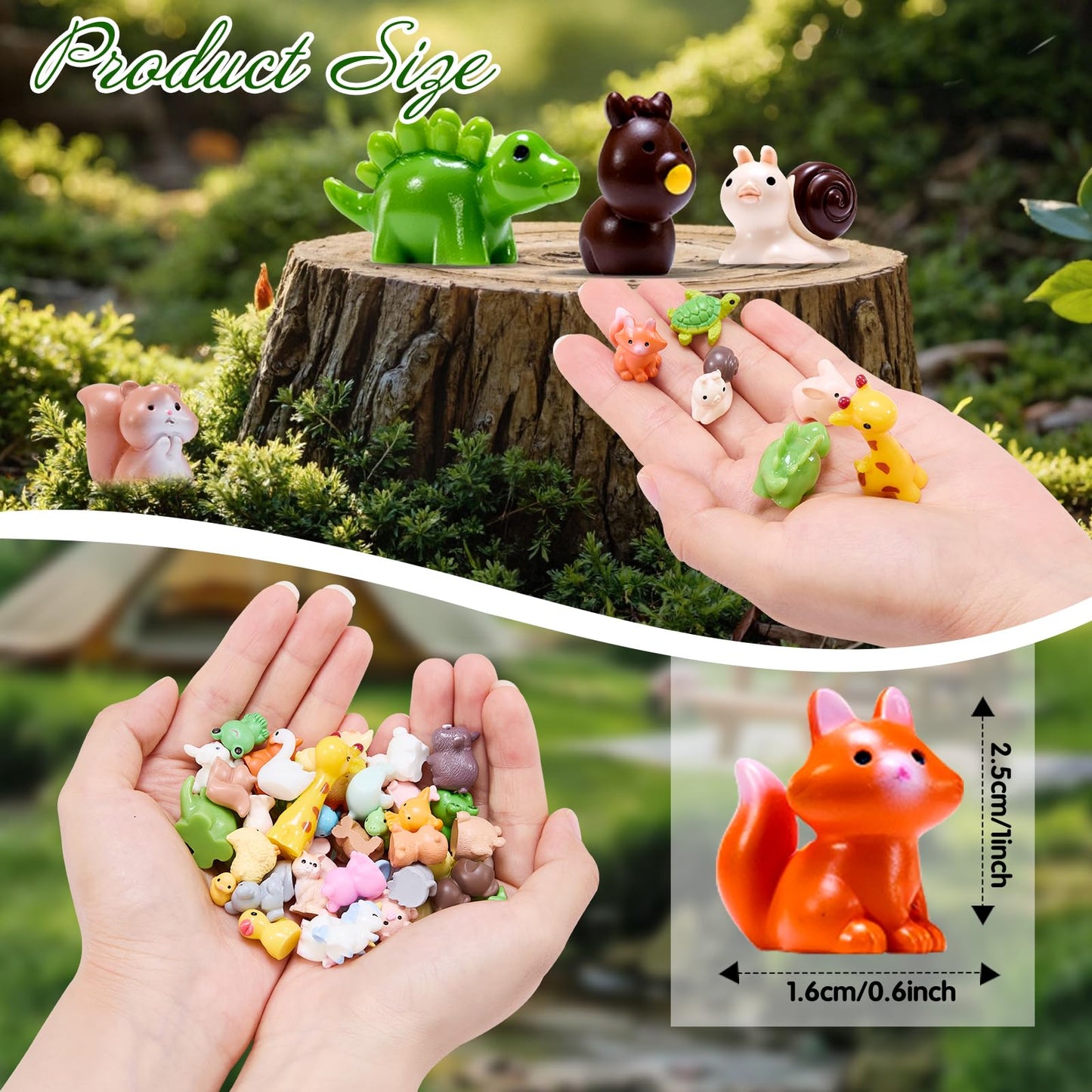 42 Pcs Mini Resin Animal  42 Tiny Resin Animals  Miniature Little Small Animal Figurines for Micro Fairy Garden Landscape Accessories Dollhouse Hide Crafts Decor Aquarium Toys