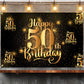 Mnixy Happy 50Th Birthday Backdrop Banner Step And Repeat 50 Years Old Background Decorations For Women Men Her Him Photography Party Supplies Glitter Black Gold (1)