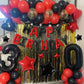 Happy Birthday Balloons Banner, Red Black Happy Birthday Foil Balloons 16 Inch Mylar Foil Letter Balloons With 8 Pcs Black Red S