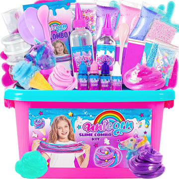 Zonfrto Mini Unicorn Slime Kit For Girls, Glimmer Crunchy Slime, Butter Slime, Galaxy Slime For Kids 6-12, Party Favors For Childrens