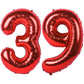 40 In Red Number Balloons Helium Foil Mylar Balloon Birthday Party Banquet Decoration Digital 39