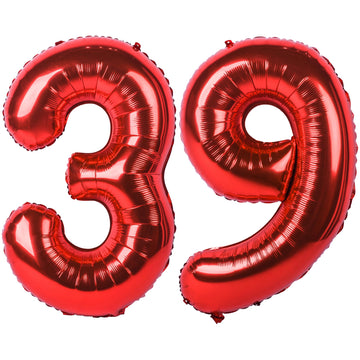 40 In Red Number Balloons Helium Foil Mylar Balloon Birthday Party Banquet Decoration Digital 39