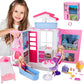 Portable Dollhouse Playset For 11.5 Inch, 2-Story Doll House With 25+ Pcs Dollhouse Furnitures & Accessories, Space Saving Playh