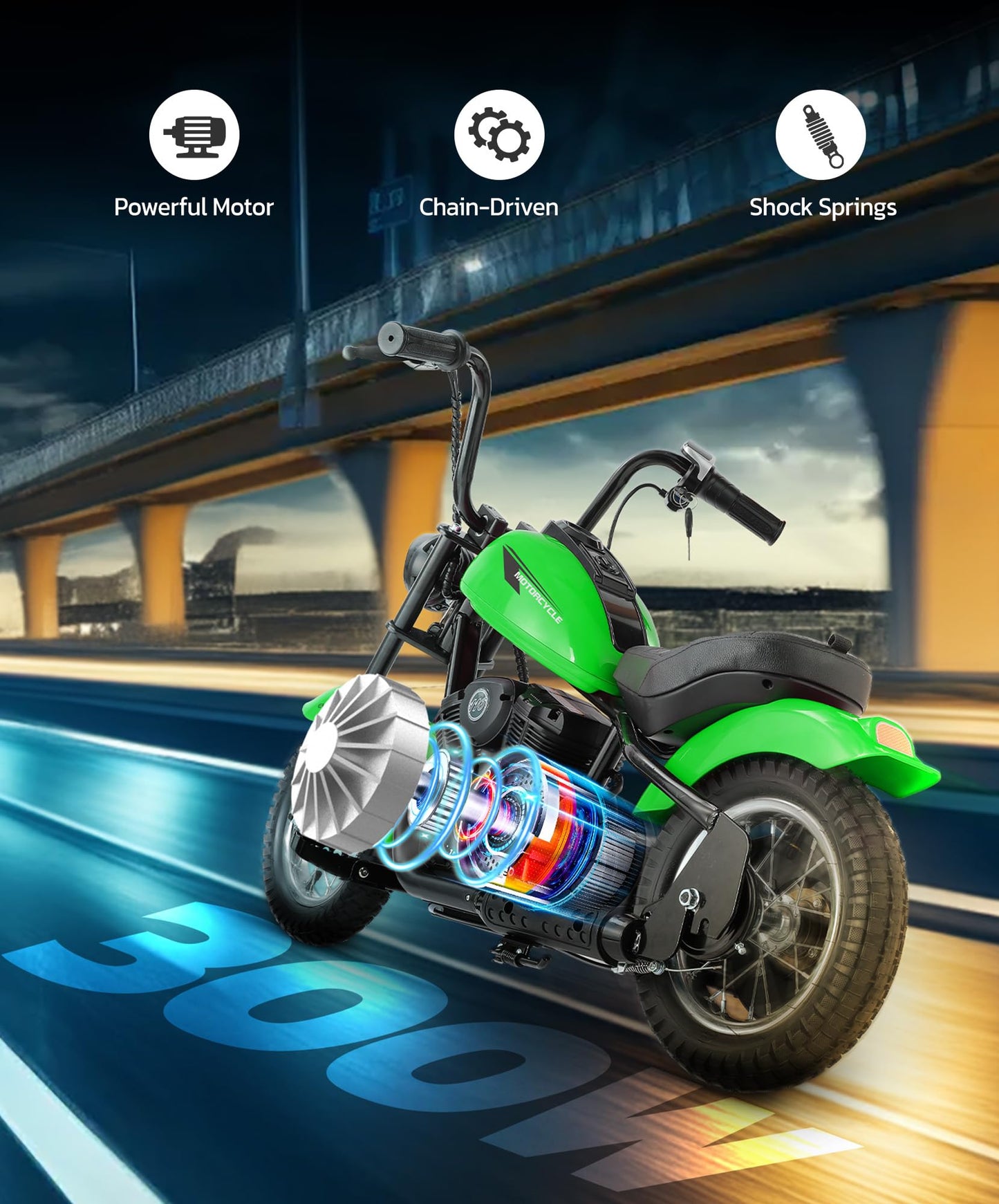 Elemara Dirt Bike Electric, 15 Mph & 150Lb Max, Motor Bikes For Kids W/Led Lights & Power Display, Key Start,Chain-Driven Motor,