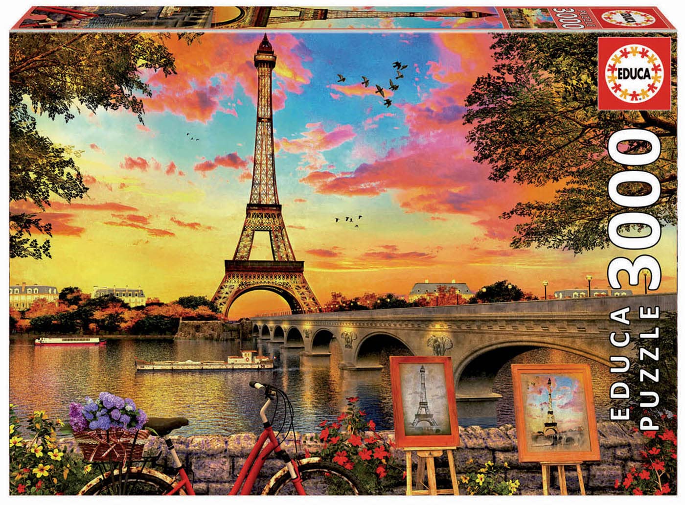Educa - Sunset In Paris - 3000 Piece Jigsaw Puzzle - Puzzle Glue Included - Completed Image Measures 47.25' X 33.5' - Ages 14+ (17675)