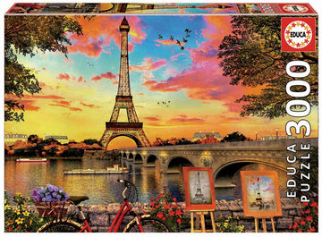 Educa - Sunset In Paris - 3000 Piece Jigsaw Puzzle - Puzzle Glue Included - Completed Image Measures 47.25' X 33.5' - Ages 14+ (17675)