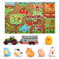 Oriate Farm Tractor Carrier With Cartoon Farm Animals And Playmat, 6 Pack Bath Squirter Silicone Rubber Farm Animal Toys, 47.2” X 31.5” Happy Farm Play Mat, Birthday Gifts For Toddler Baby