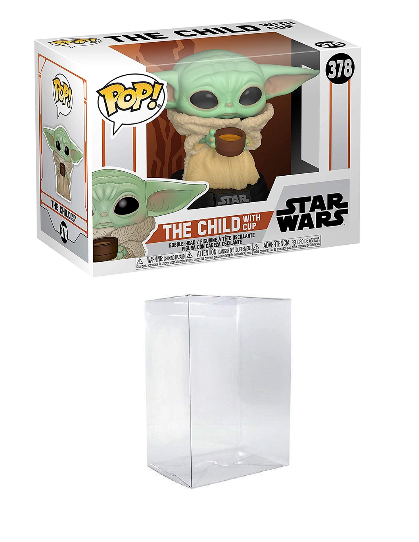 Pop! Star Wars: The Mandalorian - The Child With Cup [Grogu] Funko Vinyl Figure (Bundled With Compatible Box Protector Case), Multicolored, 3.75 Inches