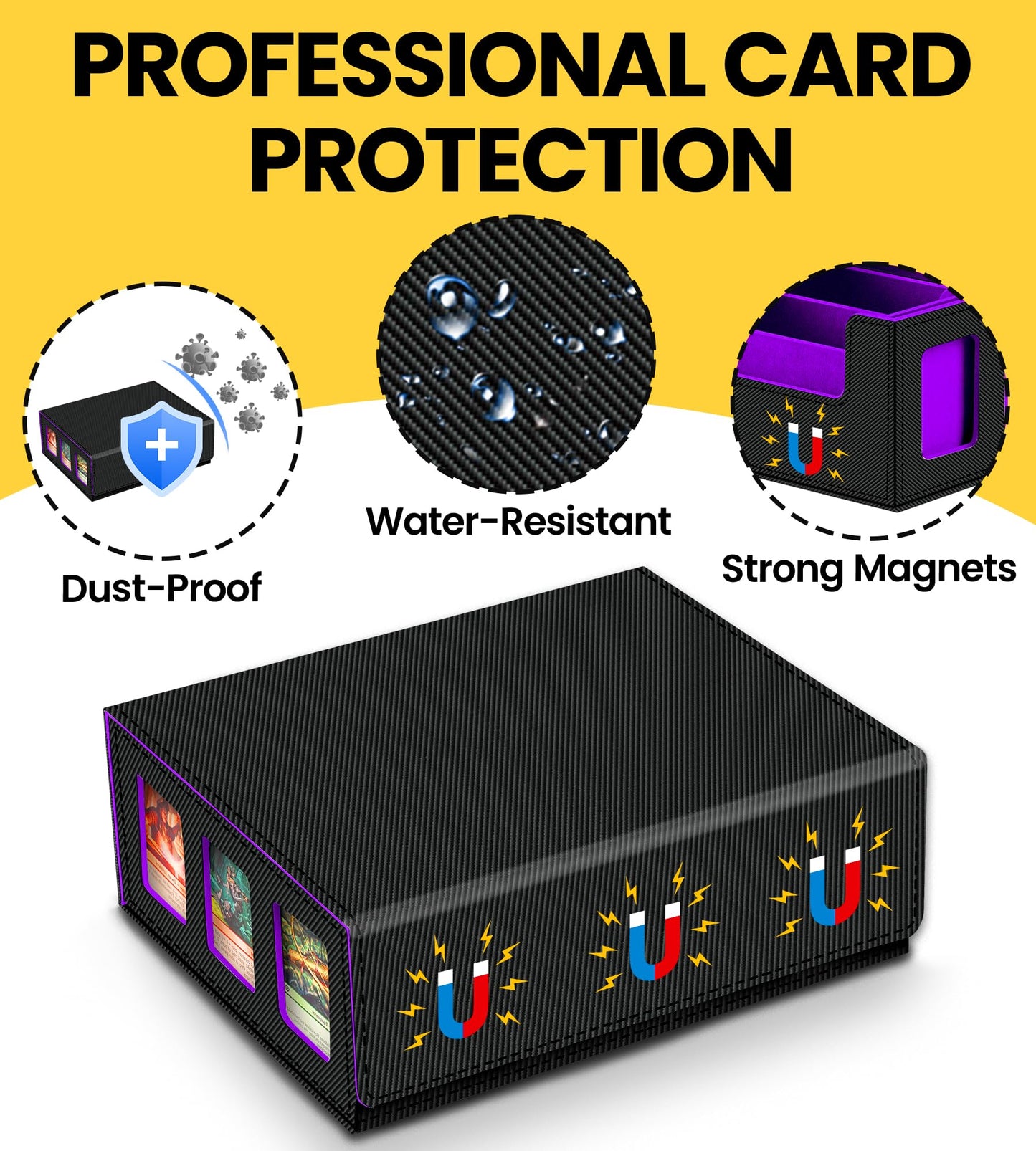 Newloop Trading Cards Storage Box - 6-Window Display 2400+ Tcg Commander Deck Case With 6 Card Holders For Magic The Gathering Y