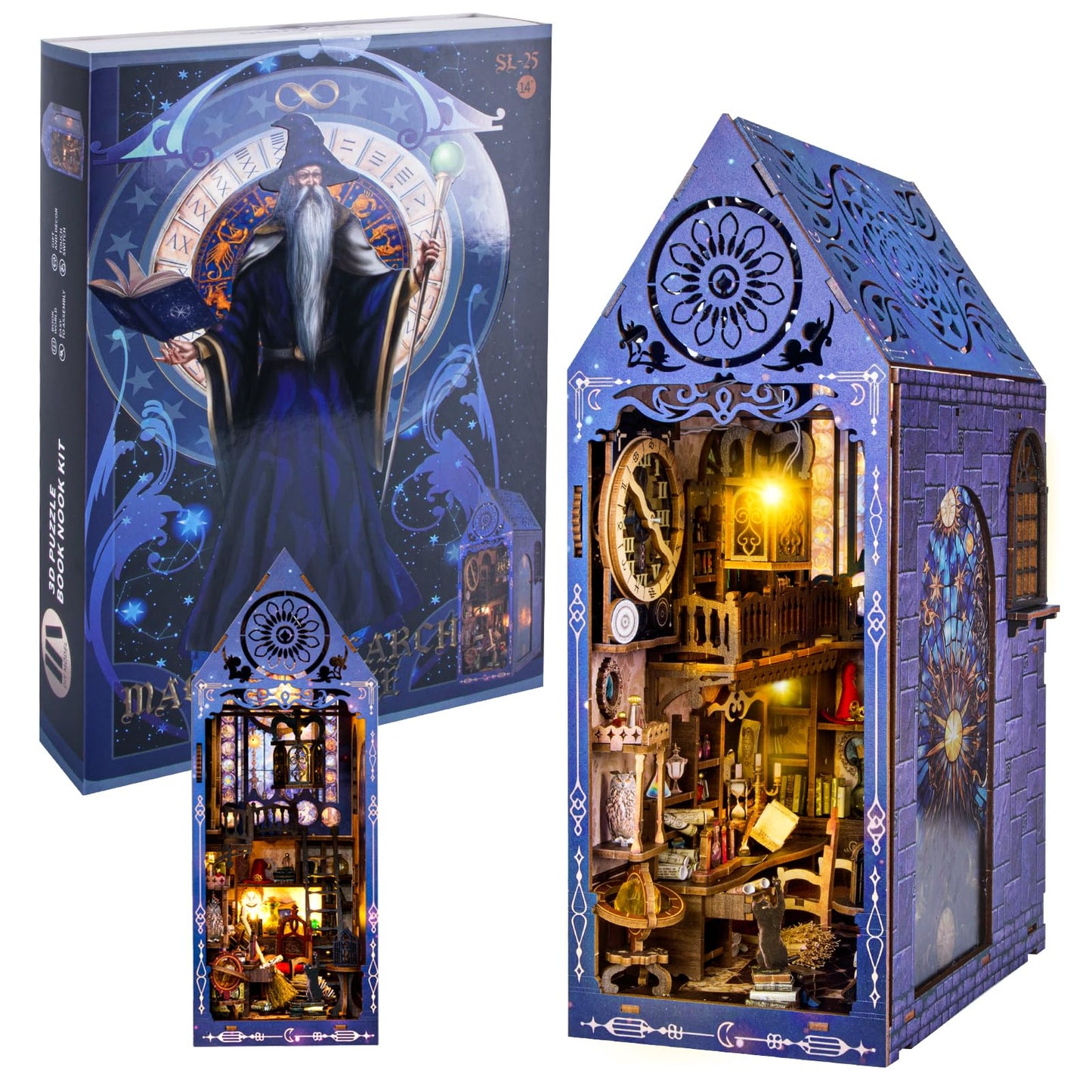 Book Nook Kits For Adults, Miniature House Dollhouse Kit For Teens, Diy Crafts For Adults, Bookshelf Decor Garden House With Led