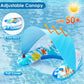 LAYCOL mature-themed Inflatable Pool Chair with Canopy  Ergonomic Headrest  Cup Holder  Blue  47.5 x 37.5 x 27.5