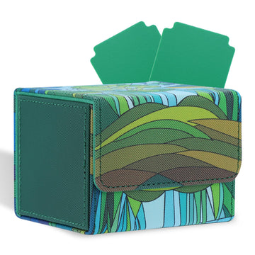Tombert 150+ Premium Deck Box Case For Mtg Ptcg, Large Capacity With 2 Dividers, Fits 100+ Sleeved Cards Tcg Trading Card Games(Horizontal-Green)