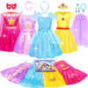 Jeowoqao Princess Dresses For Girls, Princess Dress Up Clothes Little Girls Princess Costumes With Capes Toys Christmas Birthday Gift For Toddler Girl Age 3 4 5 6