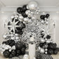 Black And Silver Balloons Garland Arch Kit, 146Pcs Metallic Silver And Black Balloons With Silver Exploding Star Foil Balloons F