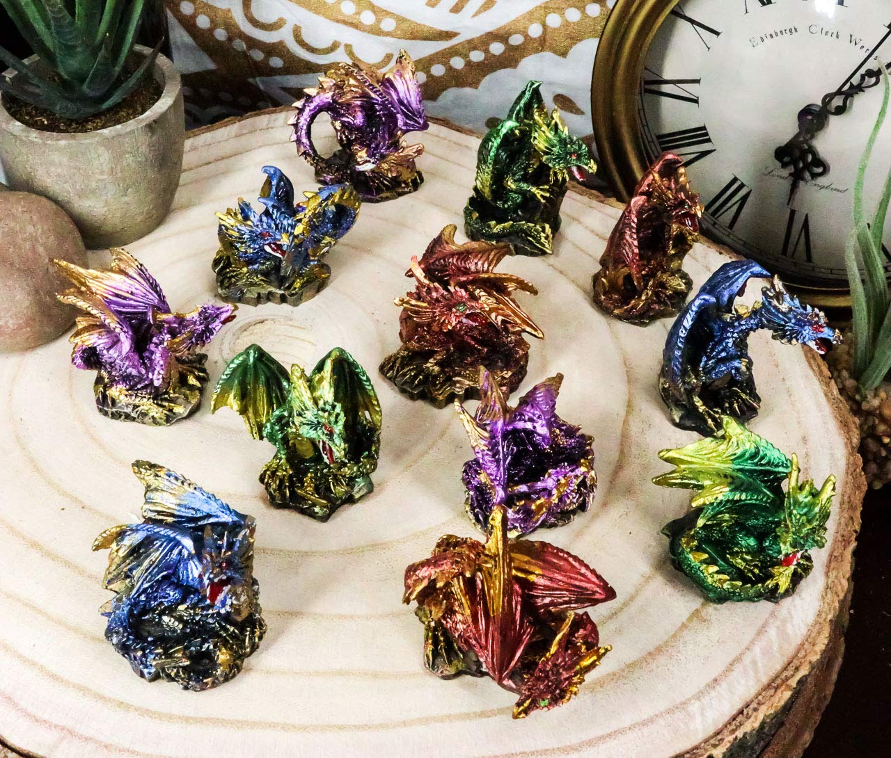 Ebros Medieval Renaissance Set Of 12 Miniature Dragon In Different Poses Fantasy Dungeons And Dragons Mini Scale 2' Tall Decorative Sculptures