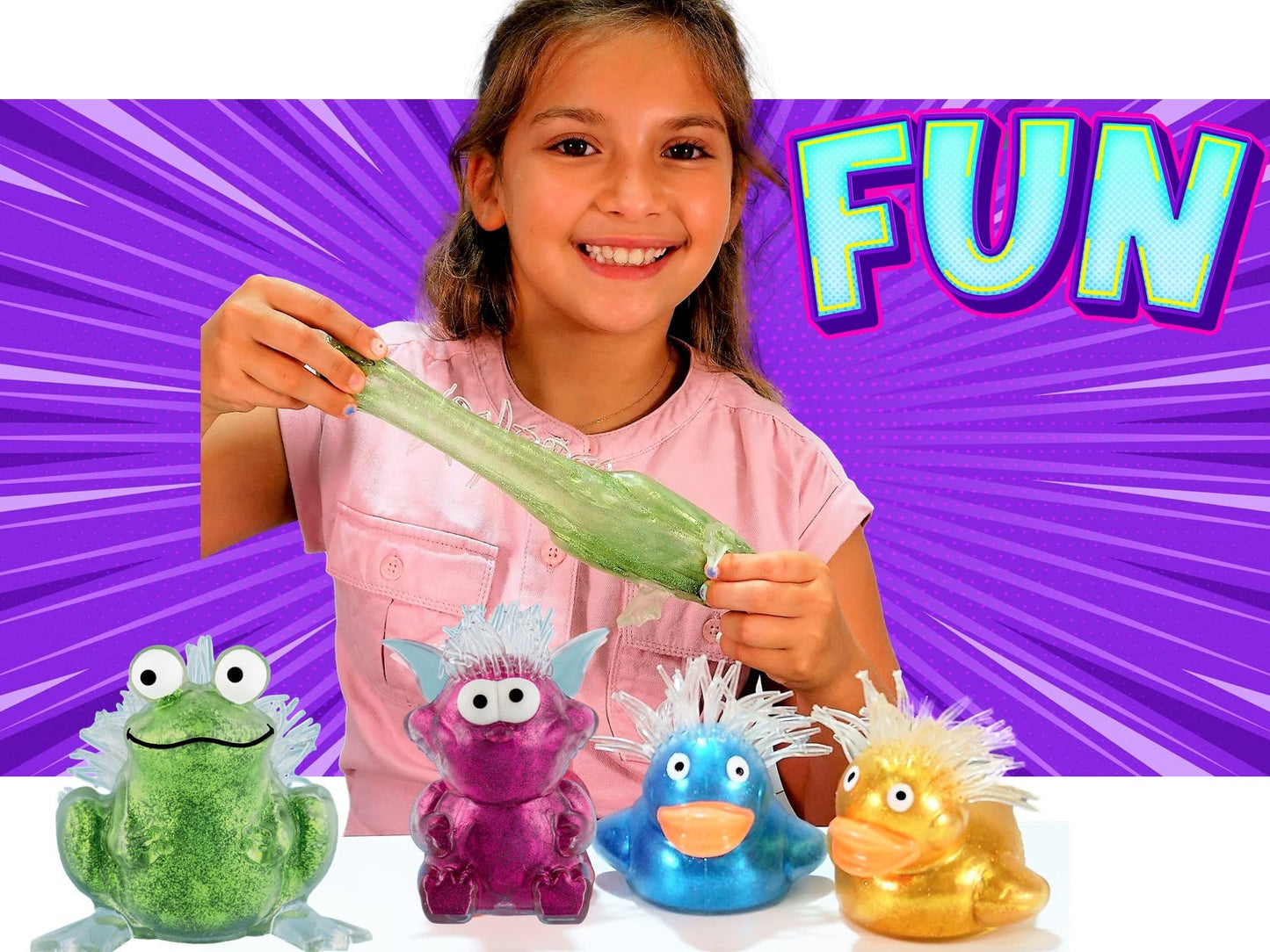 JA-RU Squeeze Goblins Squishy Glitter Animal (1 Goblin Assorted) Mini Sensory Squish Toys for Kids & mature-themed  Boys & Girls. Stress Relief Fidget Balls. Bulk Party Favors Classroom Prizes. 4348-1