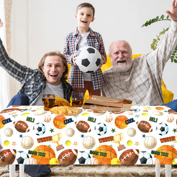 Pymurod Sports Birthday Party Decorations-3Pcs Sports Table Cloths Soccer Basketball Table Cover Baseball Football Tablecloth Fo