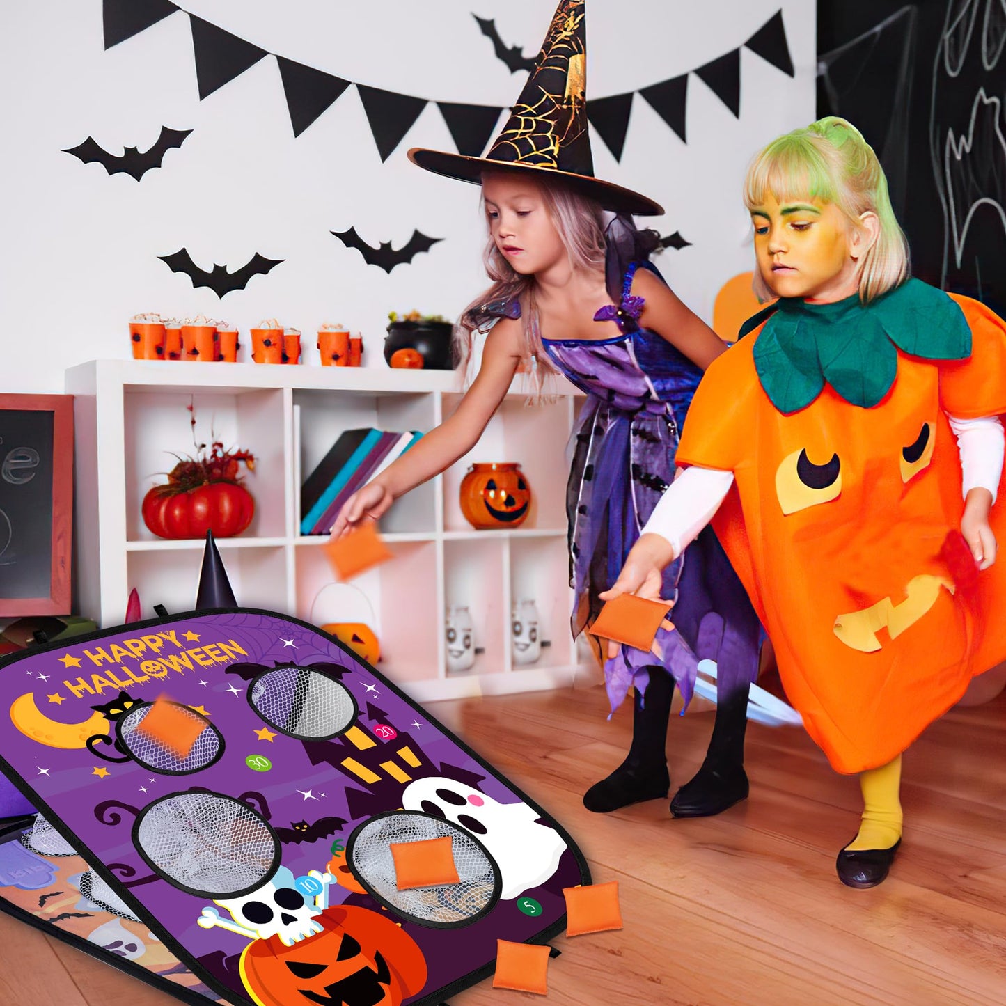 Halloween Games For Kids Party, Spooky Grim Reaper Bean Bag Toss Games Halloween Party Games Favors Carnival Games For Kids Scho