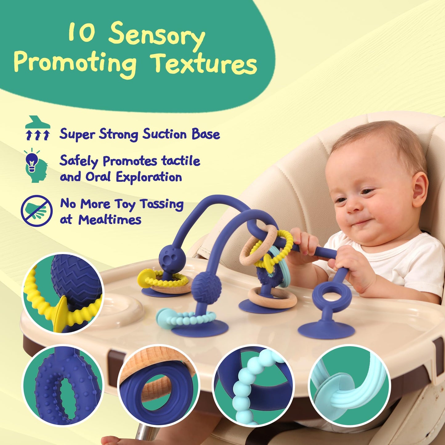 Jumble Dream Baby Teething Toy - Multi-Purpose Suction Teether in Dark Blue - Sensory Relief for Infants 0-24 Months