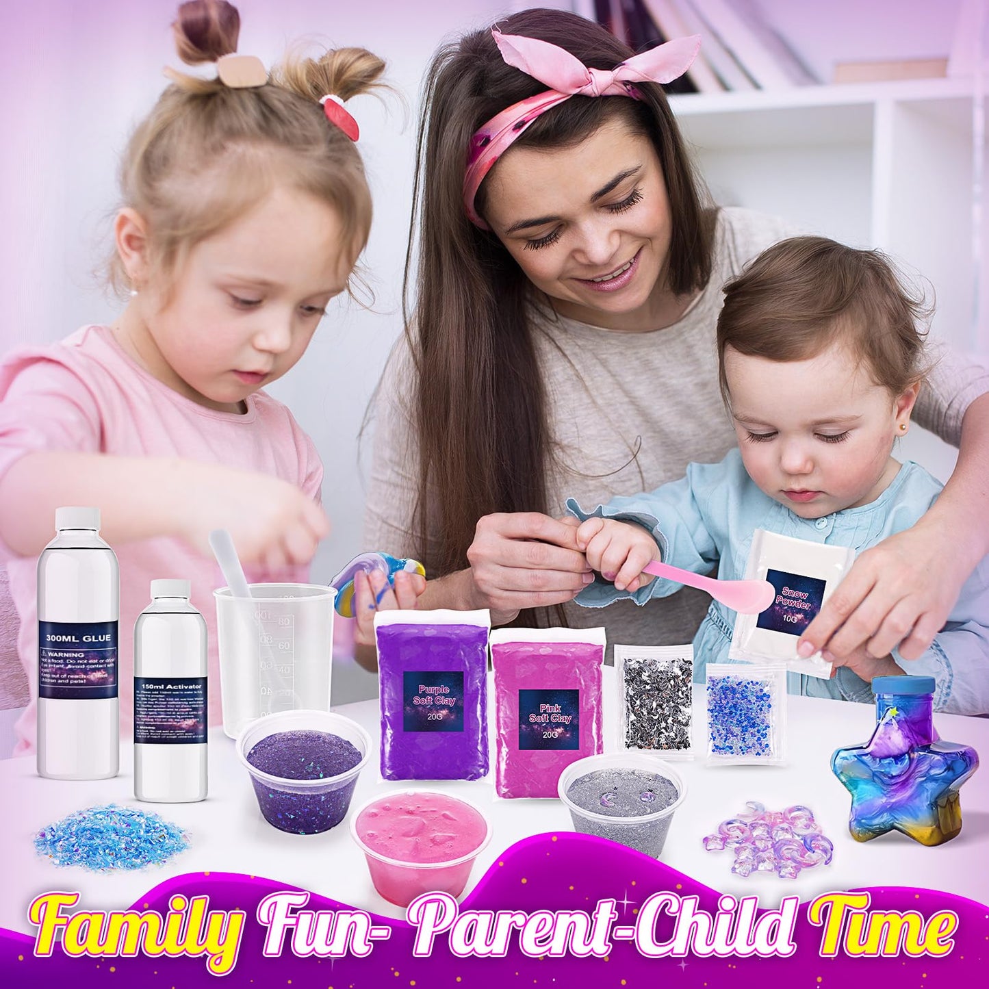 Slime Kit Toys for 6 7 8 9 10 11 12 Year Old Girls Boys Galaxy Slime Making Kit Making Butter Slime Dark Powder to Make Glitter Galactic Slimes Stress Relief Toys Fun Birthday Gifts