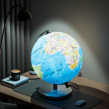 Orionstar 13'' Large World Globe With Stand, Educational Globe For Kids Learning, Colorful Hd World Map Details, Illuminated Glo