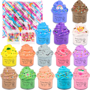 WUHUANIU 15 Pack Mini Slime  Butter Slime Party Favors  Soft Non-Sticky and Stretchy Slime Kit for Classroom Prizes  Christmas Stocking Stuffers  Goodie Bag Stuffers for Kids Boys Girls  N001 N002