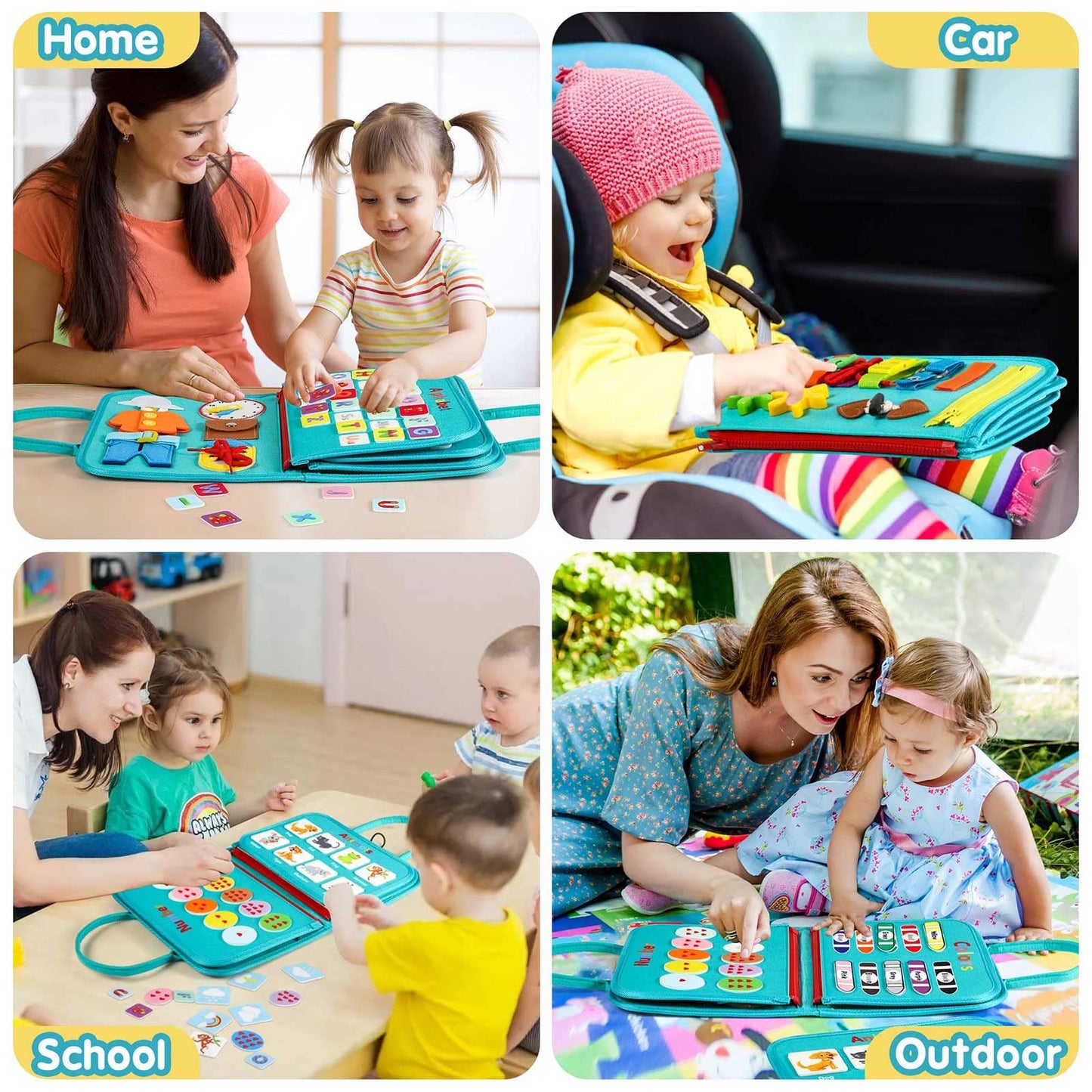 Winblo Toddler Busy Board - Montessori Toys For 2-3 Year Old Boy Birthday Gift, Educational Learning Sensory Busy Book For Two Year Old Boys, Airplane Car Travel Activities Toy For Kids Age 2-4