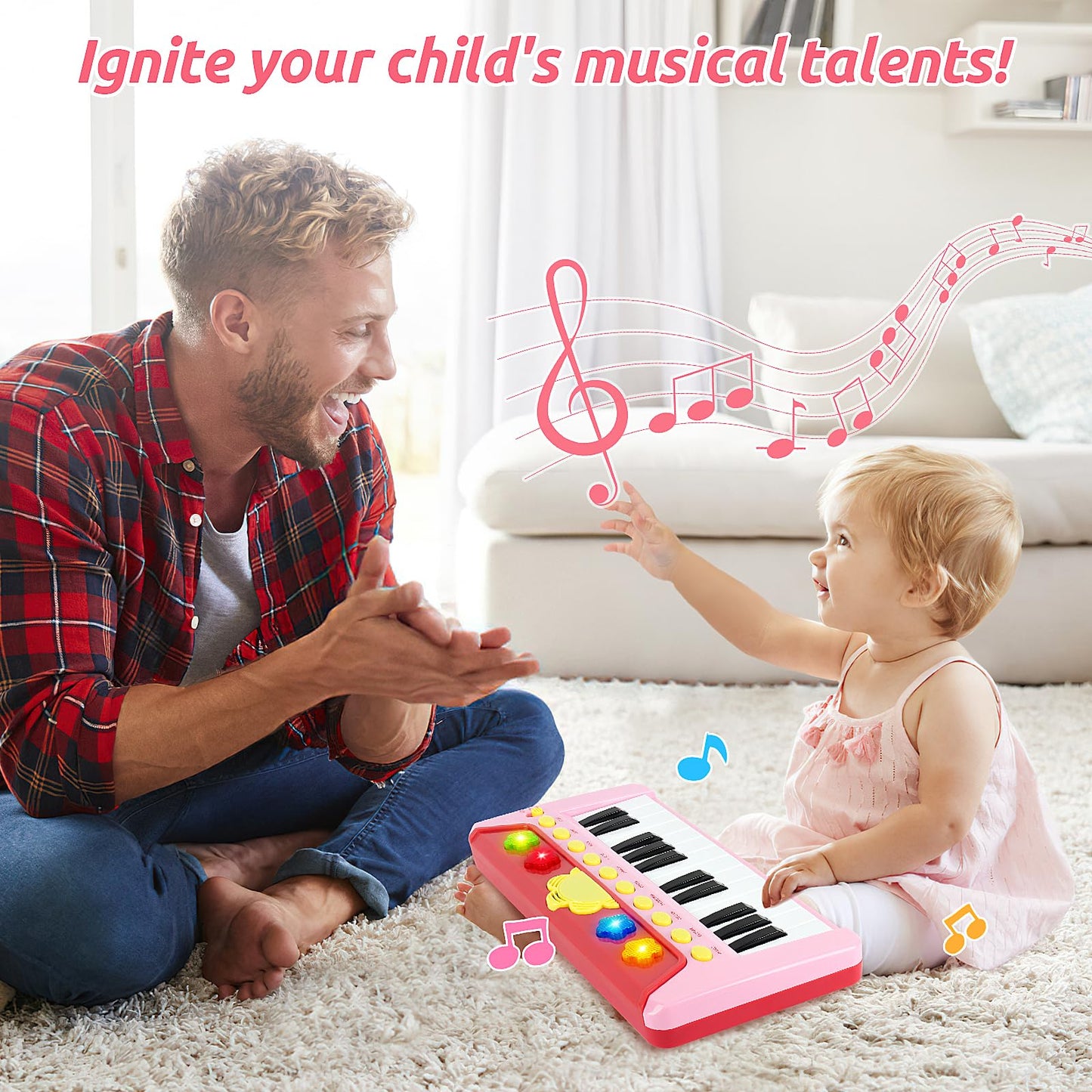 BAOLI 24 Keys Piano Keyboard for Kids, Multifunctional Portable Electronic Piano Educational Musical Instrument Toys, Birthday G
