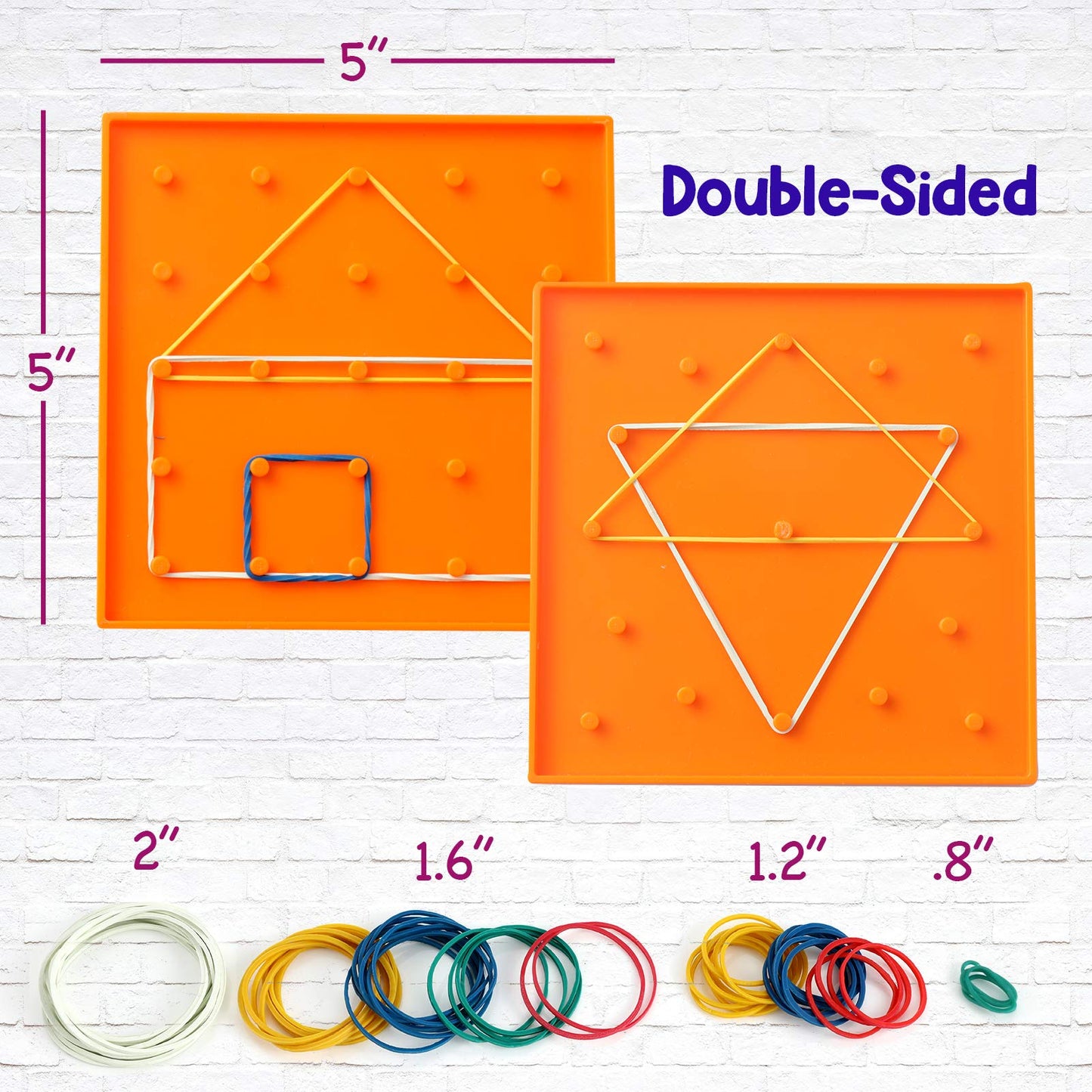 ZaxiDeel 6 Pack Double-Sided Geoboard - Educational Rubber Toy with 15 Pattern Cards, 5x5 Inch STEM Shape Puzzle for Kids
