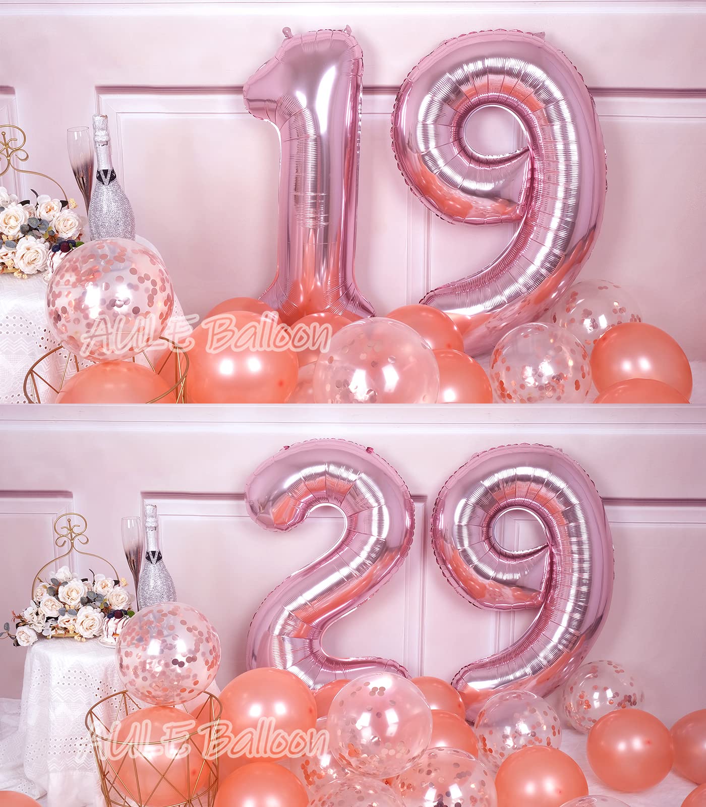 Aule 40 Inch Big Rose Gold 9 Balloon Number Large Foil Helium Number Balloons 0-9 Jumbo Giant Happy 9Th Birthday Party Decoratio