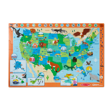 Melissa & Doug National Parks U.S.A. Map Floor Puzzle – 45 Jumbo And Animal Shaped Pieces, Search-And-Find Activities, Park And Animal Id Guide - Fsc Certified