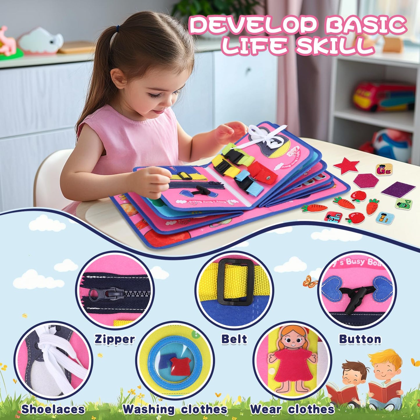 Fedonak 20 In 1 Montessori-Toys Busy Board For Toddlers 1-3, Busy Book For 1 2 3 Year Old Boy Girls Birthday Gift, Preschool Lea