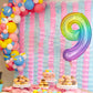 Paticool 40 Inch Rainbow Number Balloon 9, Large Number Foil Balloons Mylar For Girl Boy Birthday Party Celebration Decorations