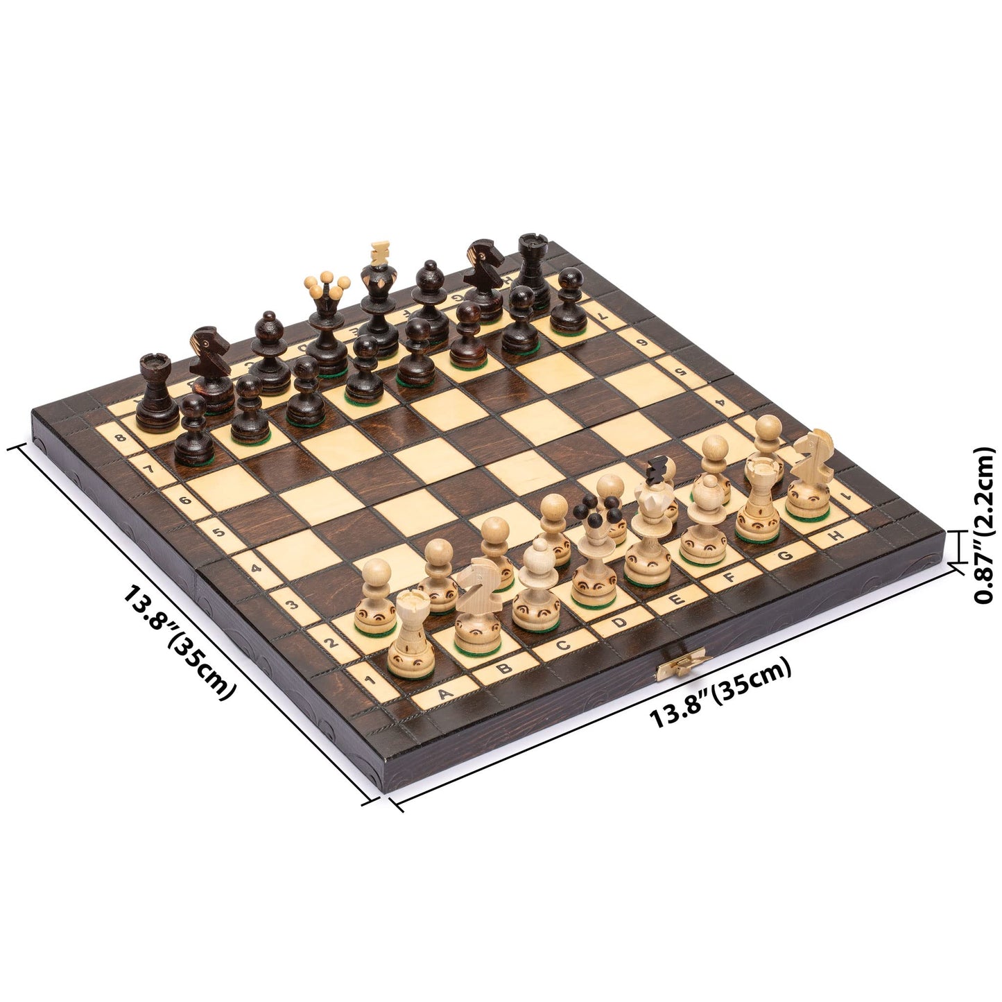 Husaria European International Wooden Chess Game Set Regal - 13.8 Inches Medium Size Chess Set With Handcrafted Chessmen And Fel