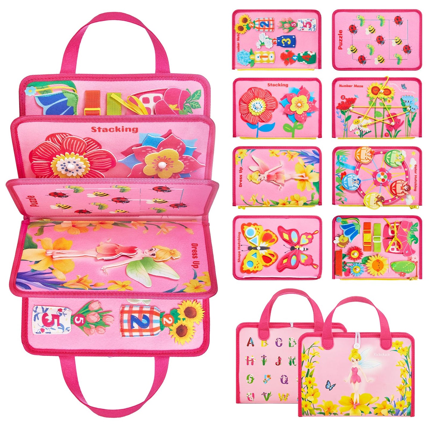 Kickduck Busy Board Montessori Toys For 3 4 Year Old Girls Birthday Gifts, Educational Activity Sensory Board Preschool Learning