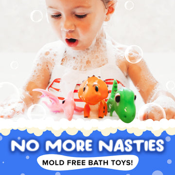 Splashez Mold Free Bath Toys For Babies & Toddlers, Dinosaur No Hole Bath Toys For Kids, Toddler Gift, No Mold Bathtub Water Dino Set For Kids, Pool, Bpa-Free, Fun, Infant Ages 1 3 6 12 18 Months